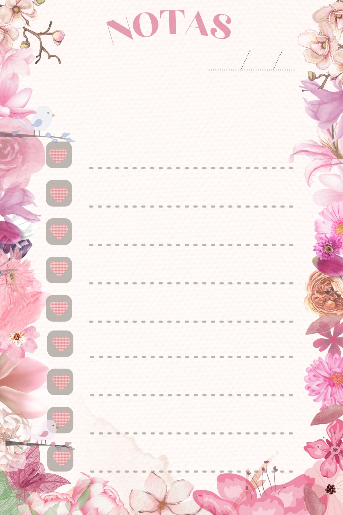 Hojas Decorativas (Digitales) Notitas Paquete imprimible de 37 hojas