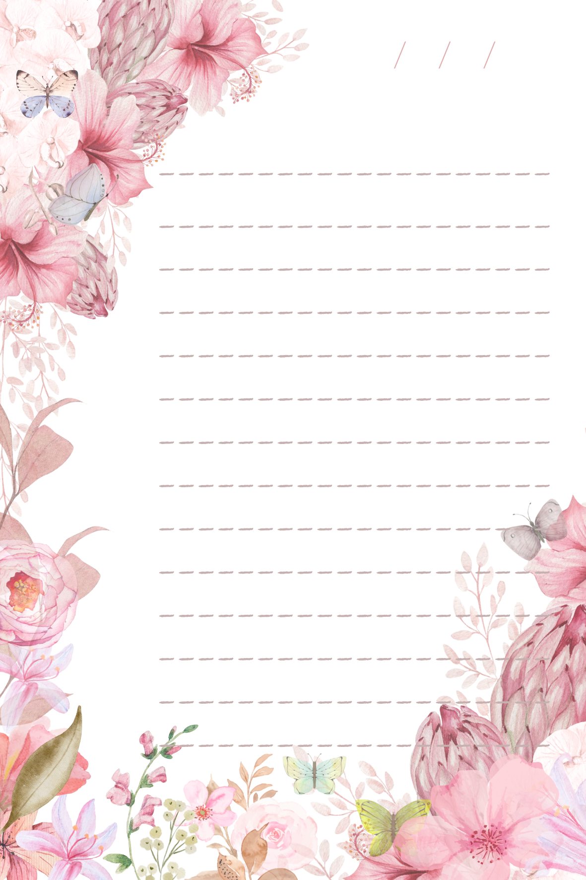 Hojas Decorativas (Digitales) Flores Paquete imprimible de 17 hojas