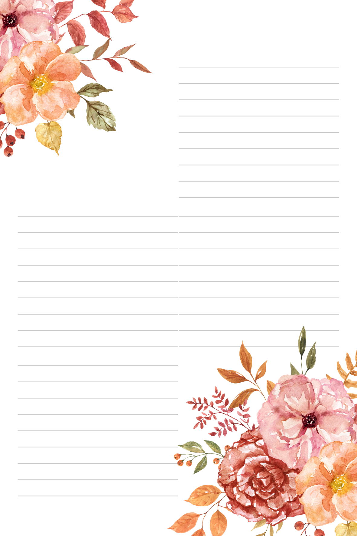Hojas Decorativas (Digitales) Flores Paquete imprimible de 17 hojas