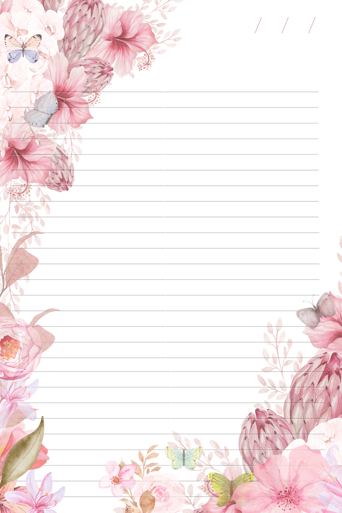 Hojas Decorativas (Digitales) Flores Paquete imprimible de 17 hojas