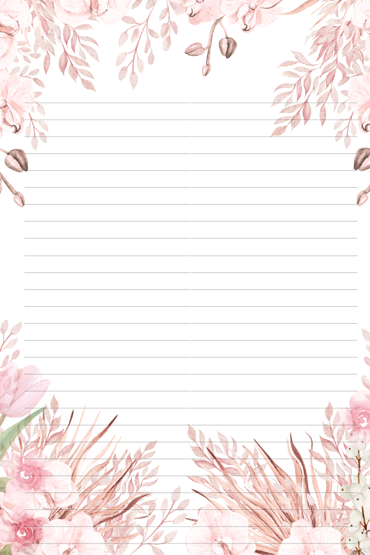 Hojas Decorativas (Digitales) Flores Paquete imprimible de 17 hojas