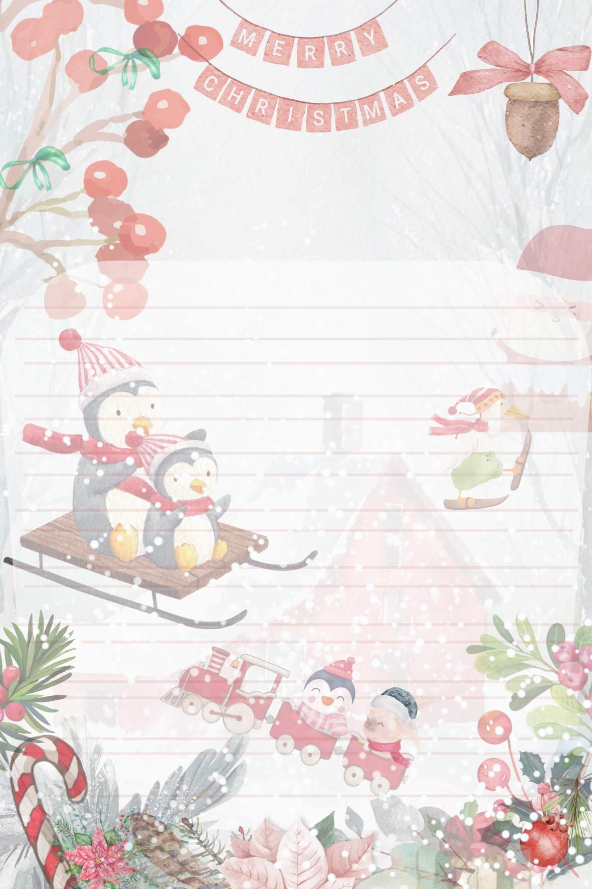 Hojas Decorativas (Digitales) Navidad Paquete imprimible de 5 hojas