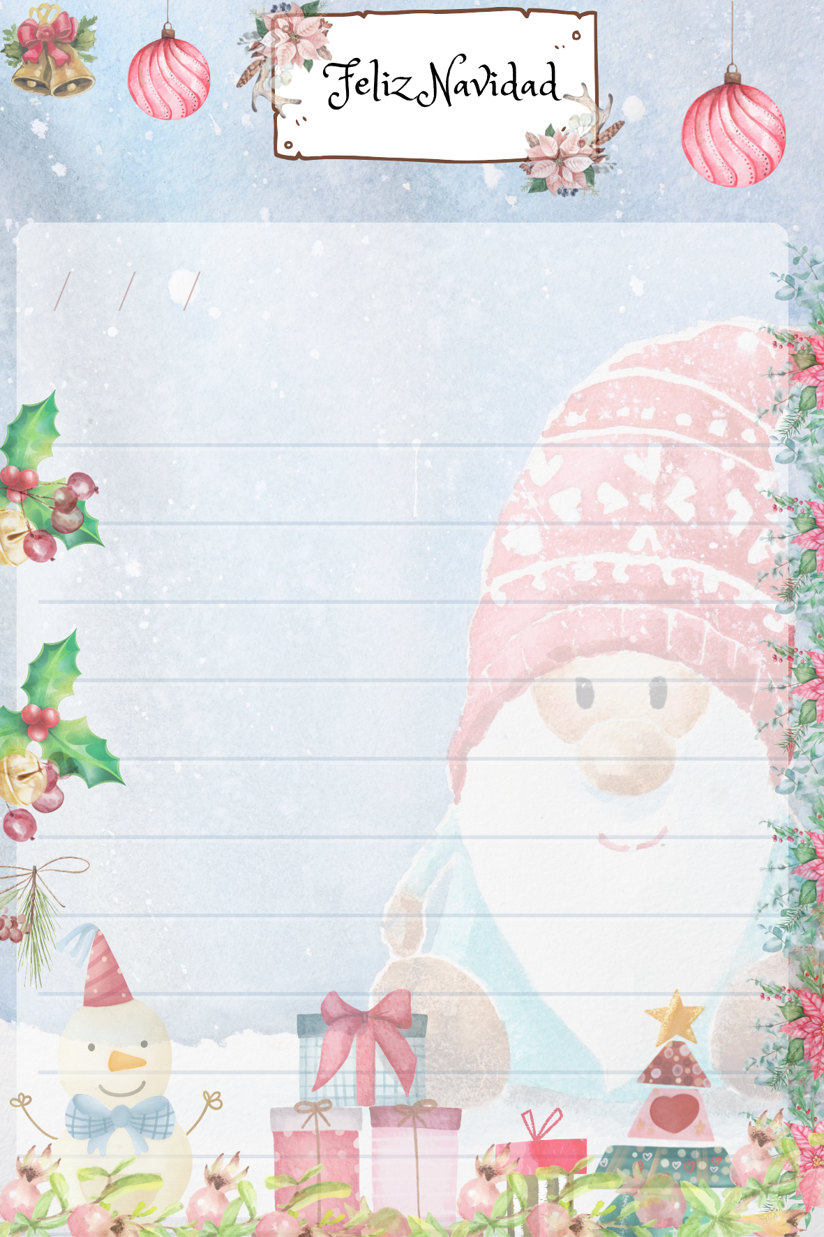Hojas Decorativas (Digitales) Navidad Paquete imprimible de 5 hojas