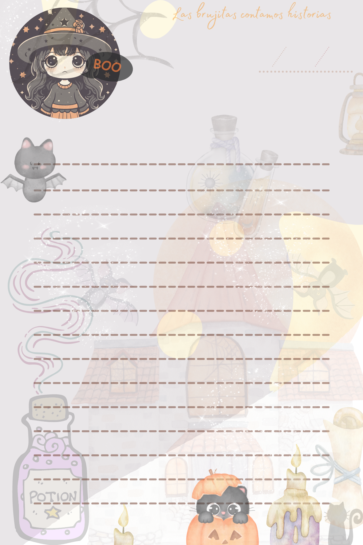 Hojas Decorativas (Digitales) Brujitas Paquete imprimible de 7 hojas