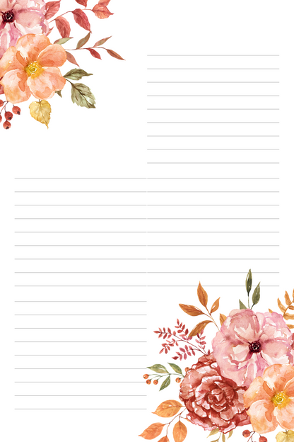 Hojas Decorativas (Digitales) Flores Paquete imprimible de 17 hojas